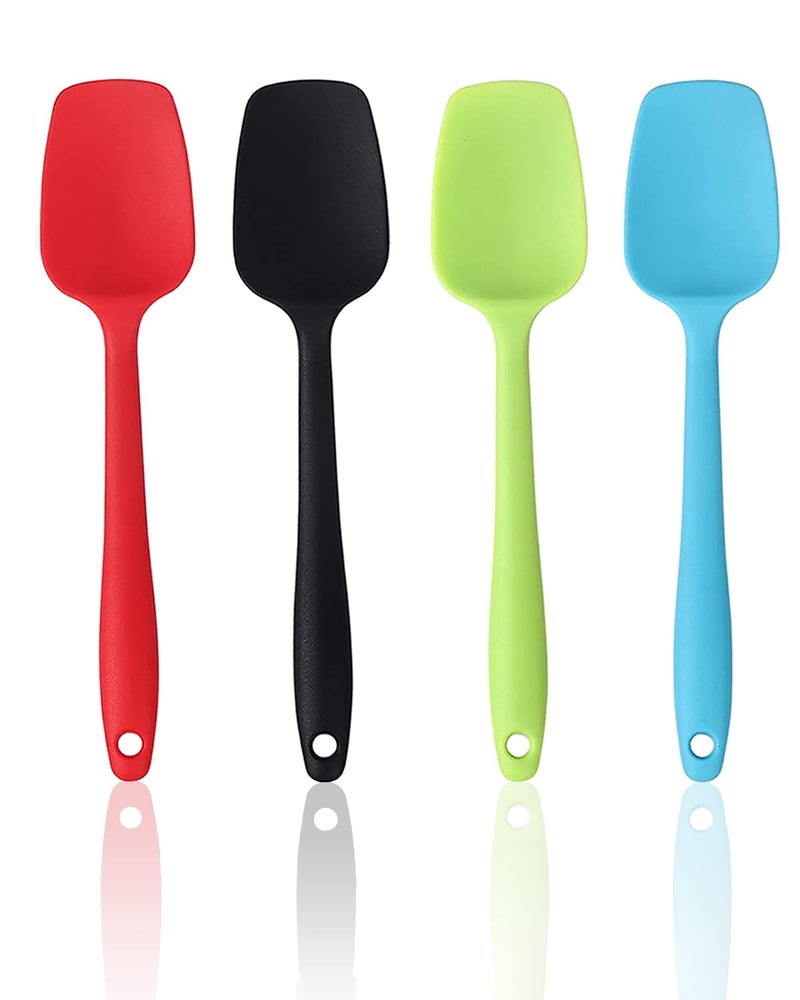 Hokisei Silicone Spatula Set, Rubber Spoon Spatula for Baking, Heat Resistant Cooking Utensil, Flexible Silicone Spoon Baking Mixing Tool Cooking Gadget (4-Piece) - Image 1